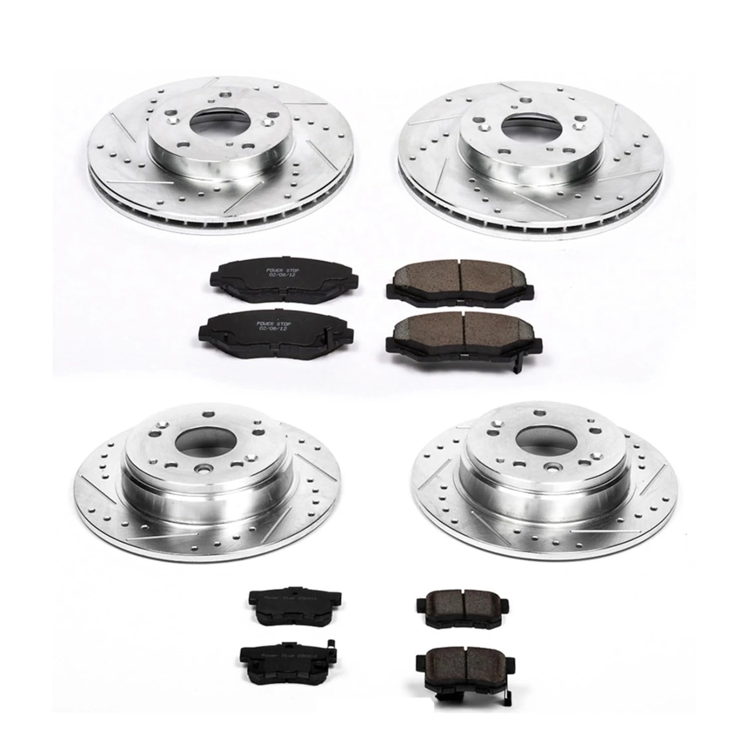 Power Stop K5389 Z23 Carbon Fiber Brake Pads & Drilled Slotted Rotors Kit - Compatible with Honda Element 2003-2011 | Enhanced Stopping Power for Daily Commuting & Off-Road Adventures