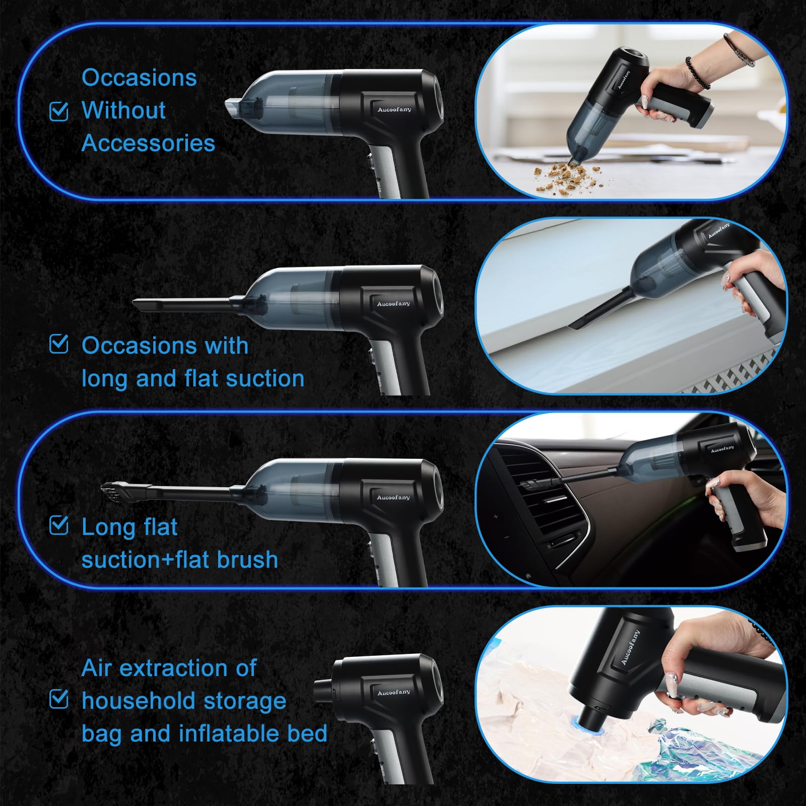 Cordless Handheld Vacuum Cleaner - 13000PA Powerful Suction, Brushless Motor, 3-in-1 Portable Car & Home Vacuum with Long Battery Life | Perfect for Car Seats, Pet Hair, Sofa & Small Spaces Cleaning