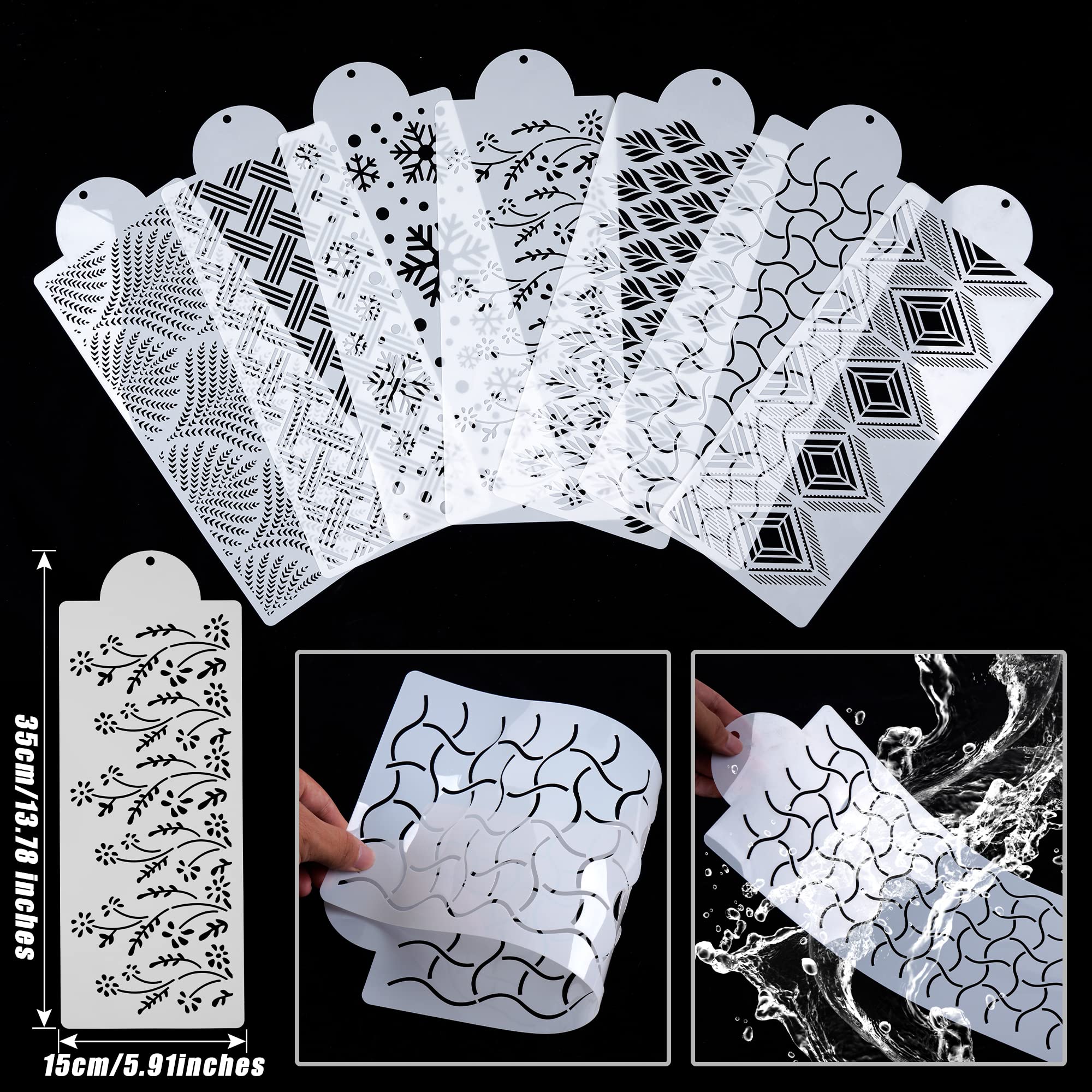 7-Piece Reusable Floral Cake Decorating Stencils & Templates - DIY Baking Tools for Dessert, Cake, and Craft Decoration - Perfect for Birthday, Wedding, and Party Cakes