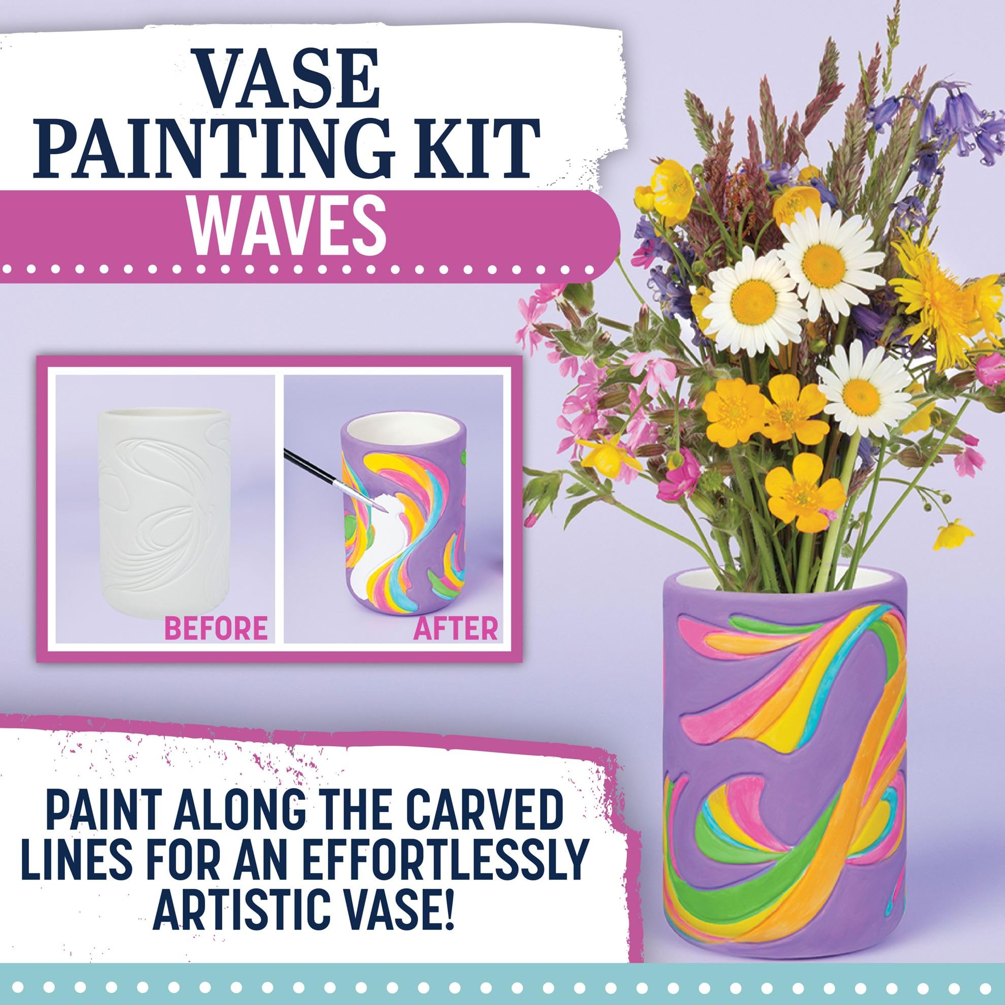Tulip Vase DIY Craft Kit for Adults - All-in-One Set with Rainbow Paints & Brush | Non-Toxic, Easy to Use | Perfect for Home Decor, Gift Making & Relaxation