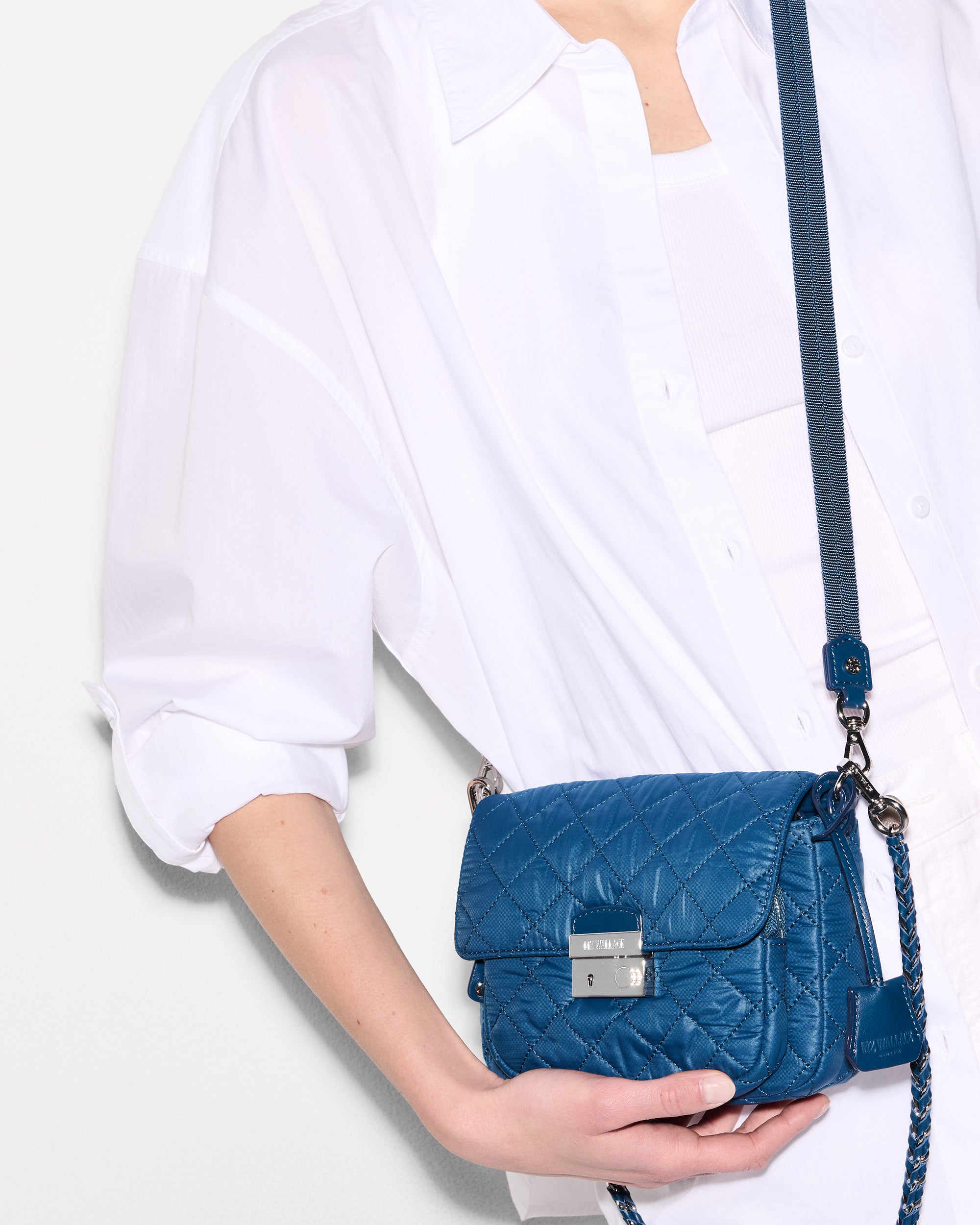 French Blue Small Crosby Lock Crossbody Bag - Stylish & Secure for Everyday Use, Travel & Shopping