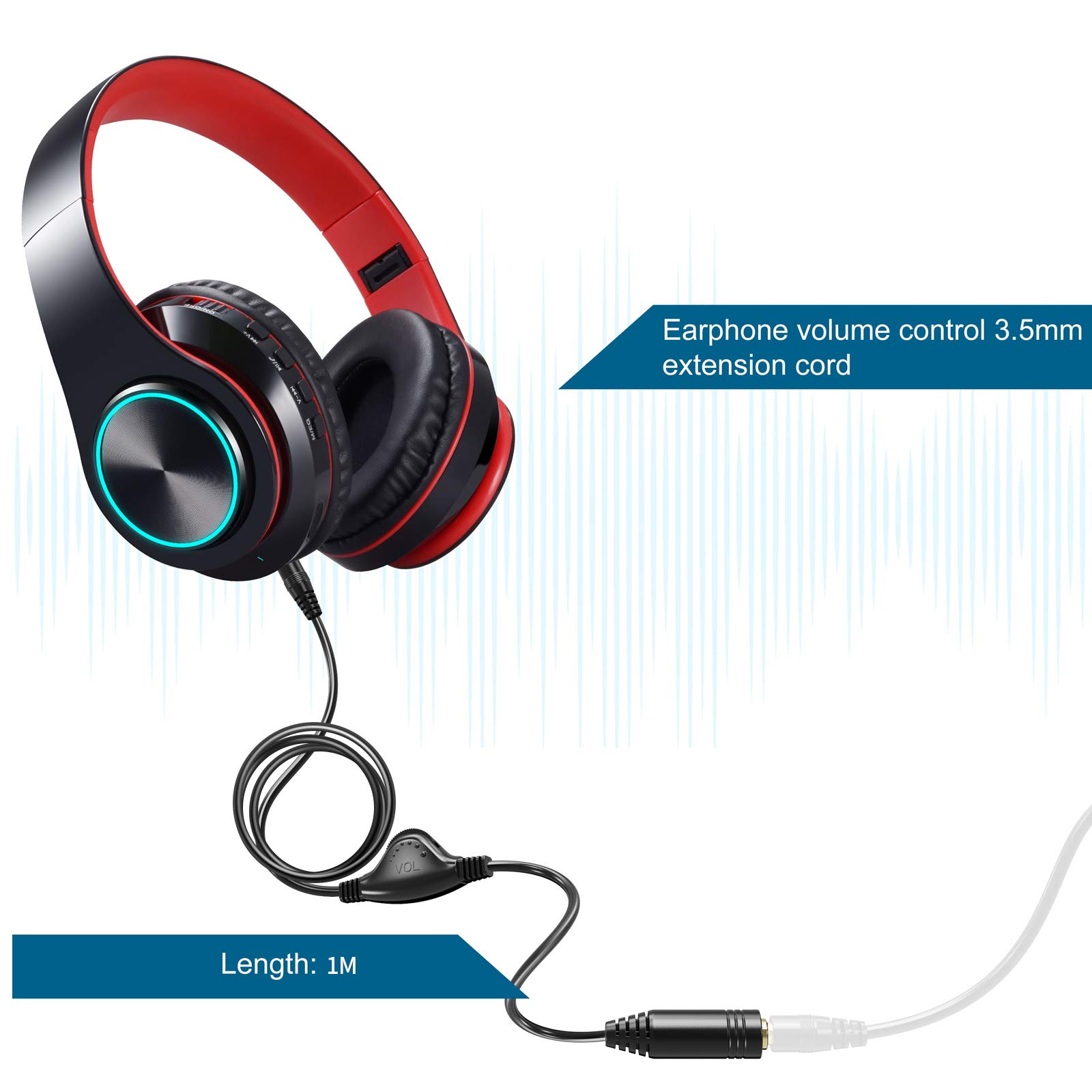 PChero 2 Pack 3.5mm Headphone Extension Cable - 3.3FT Male to Female Stereo Audio Jack Extender with Volume Control - Compatible with Headphones, Earphones, Smartphones, Tablets, MP3 Players - Perfect for Home, Office, Gaming, and Travel Use