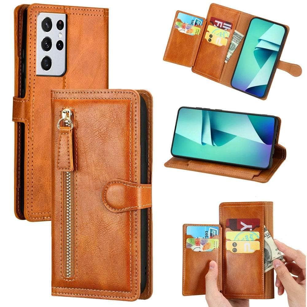 Samsung Galaxy S23 Ultra Leather Flip Case with Zipper - Premium Protection for Work, Travel & Everyday Use