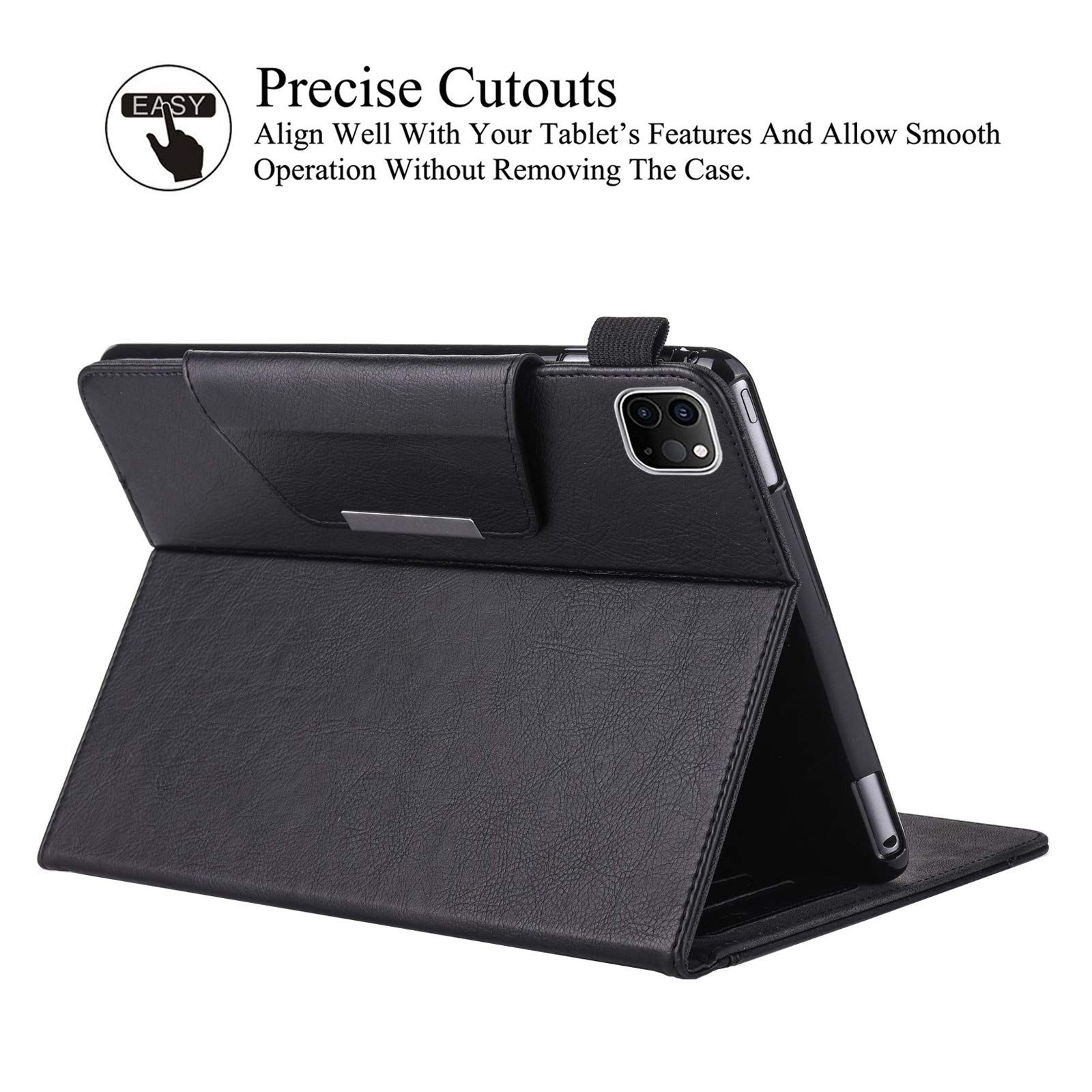 Ultra Slim Lightweight Stand Protective Case for iPad Pro 11 inch (2021/2020/2018) with Auto Sleep/Wake & Card Slots - Perfect for Work, Travel & Daily Use (Black)