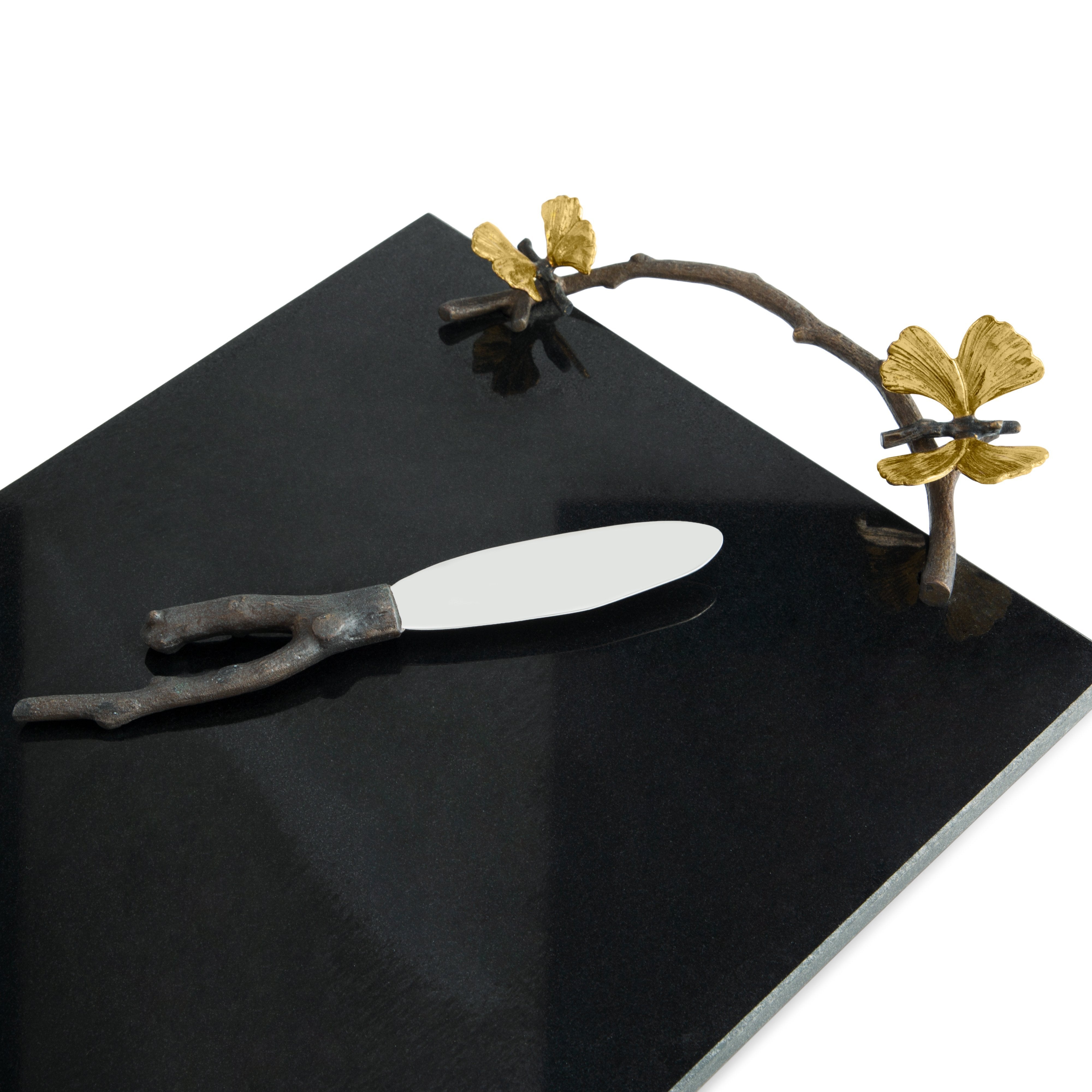 Butterfly Ginkgo Cheese Board with Knife Set - Elegant Wooden Charcuterie Serving Tray for Wine Parties, Picnics & Home Entertaining