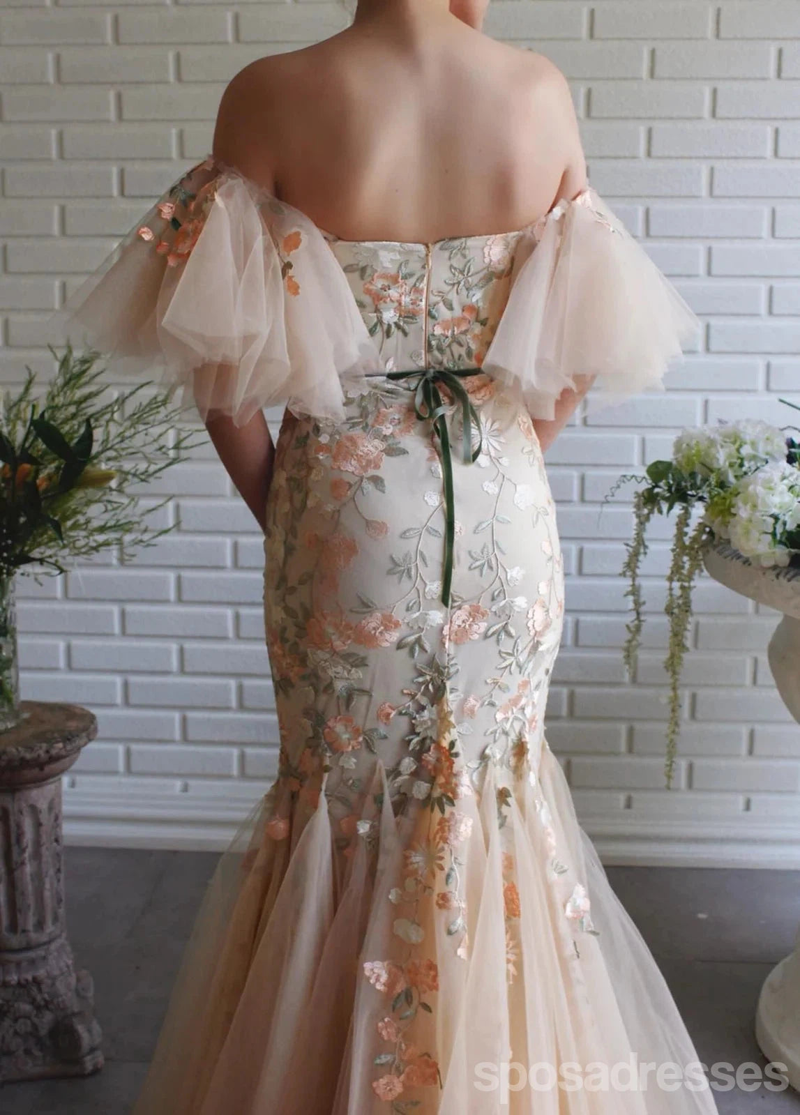 Elegant Floral Mermaid Off-Shoulder Long Prom Dress for Women | Affordable Formal Gown for Dances, Parties & Special Occasions | Style #12598