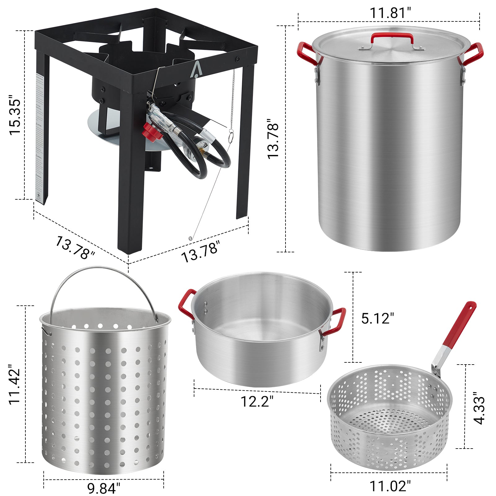 GARVEE 30 QT Turkey Fryer & 10 QT Fish Fryer Kit - 50,000 BTU Propane Stove, Aluminum Outdoor Deep Fryer with Baskets, Thermometer & Turkey Rack - Perfect for Thanksgiving, Seafood Boiling & Outdoor Cooking