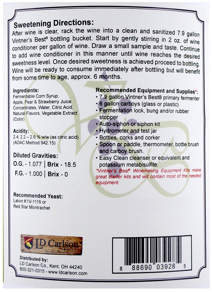 Vintners Best Strawberry Fruit Wine Base - 128 oz (1 Gallon) for Homemade Wine, Cocktails & Desserts | Premium Wine Making Ingredient