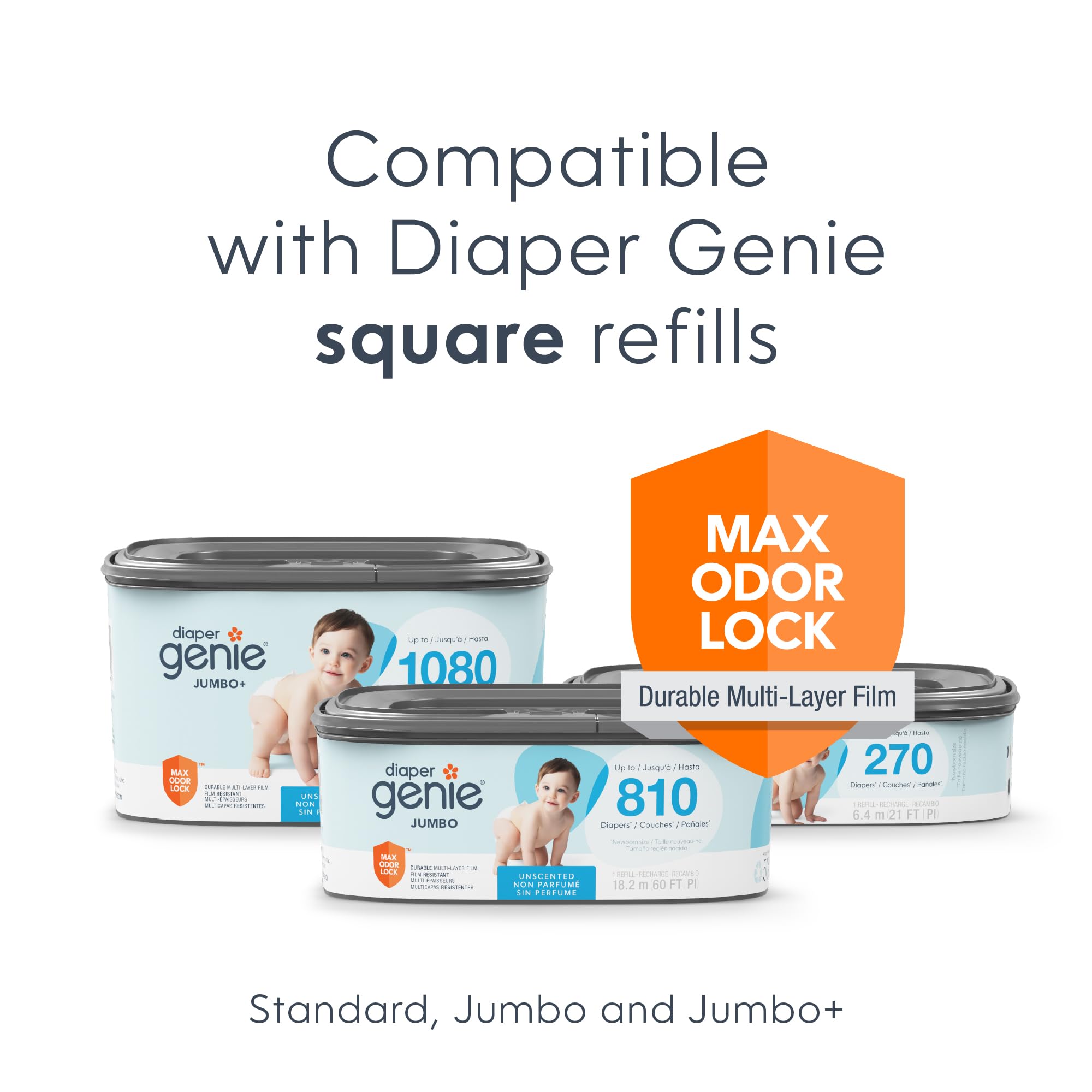 Diaper Genie Select Pail Registry Gift Set - White Stainless Steel Diaper Disposal System with 2 Jumbo Refills (Holds 1620 Newborn Diapers) | Odor Control Baby Diaper Trash Can for Nursery, Bedroom & Changing Station