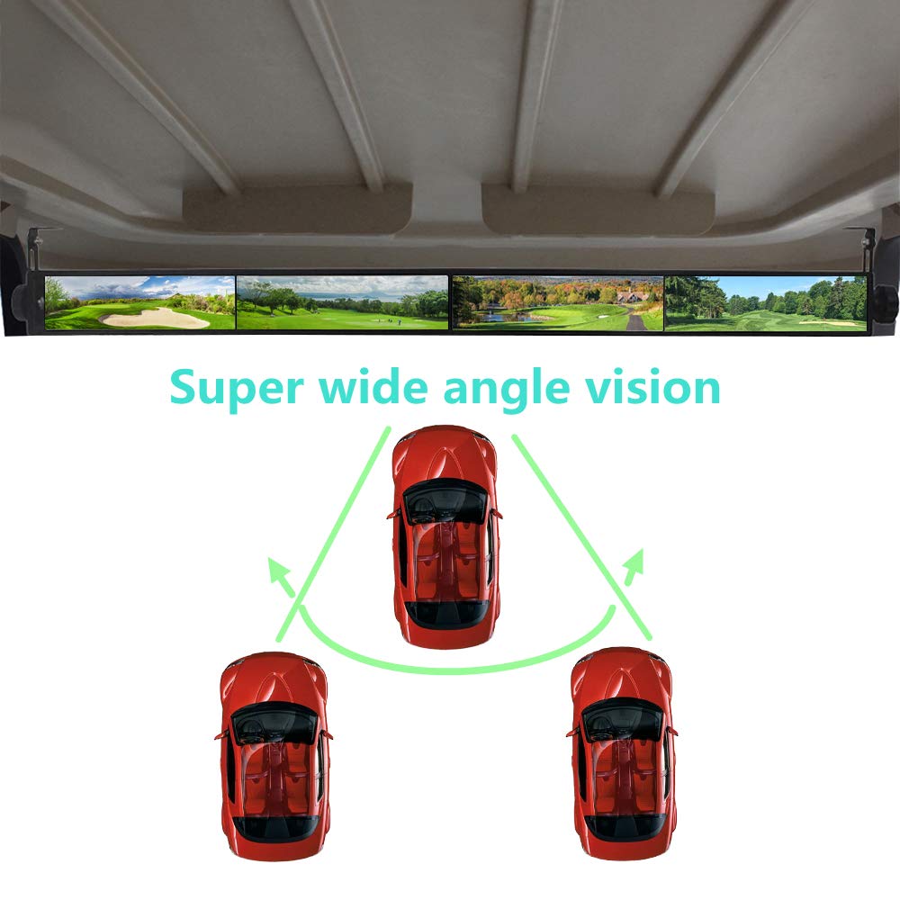 Universal WLOOD Golf Cart Mirror - 4 Panel Rear View Mirror Fits EZGO, Club Car & Yamaha Golf Carts - Perfect for Safe Driving & Parking on Golf Courses