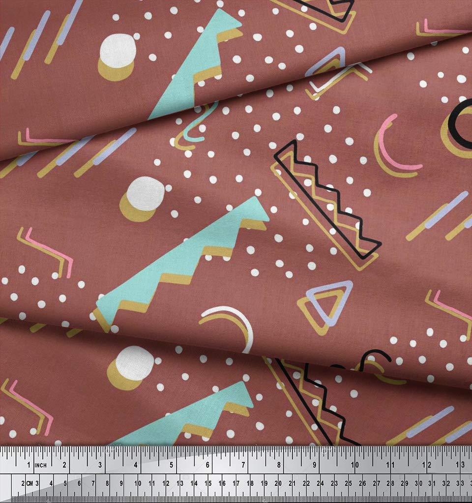 Soimoi Moss Georgette Brown Fabric by The Yard - 42 Inch Wide Abstract Dots Print Fabric for Dresses, Curtains & DIY Projects - Artistic Contemporary Printed Fabric for Fashion Design & Home Decor