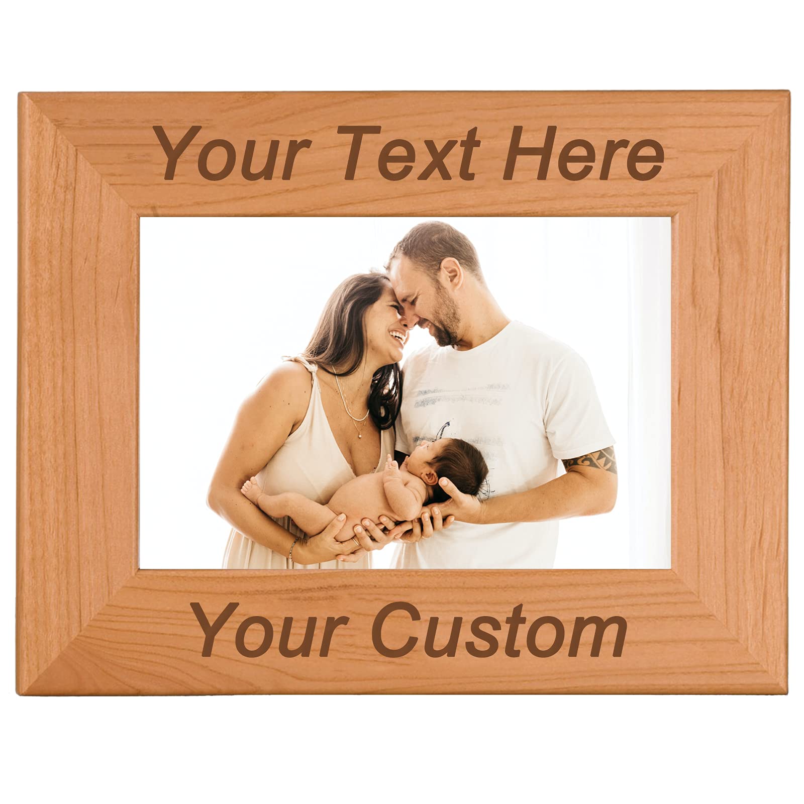 Custom Engraved Solid Wood Picture Frames 8x10 Inches - Personalized Photo Frames with Text for Wall or Tabletop Display - Perfect for Home Decor, Wedding Photos, and Family Memories (Horizontal)