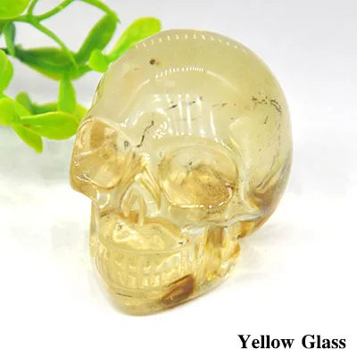 2 Pack Skull Statue - Natural Stone Healing Crystal Hand Carved Home Decor, Wicca Energy Chakra Healing Gem Figurine - Perfect for Meditation, Altar Display & Spiritual Gift Giving