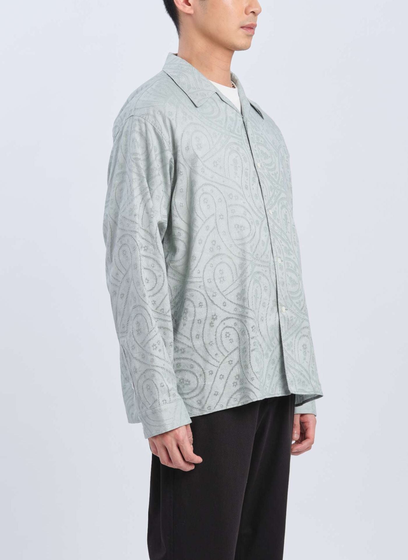 Stylish Dyed Cotton Leno Open Collar Long Sleeve Shirt for Men - Breathable Casual Button-Up Top for Office, Date Night & Summer Outings