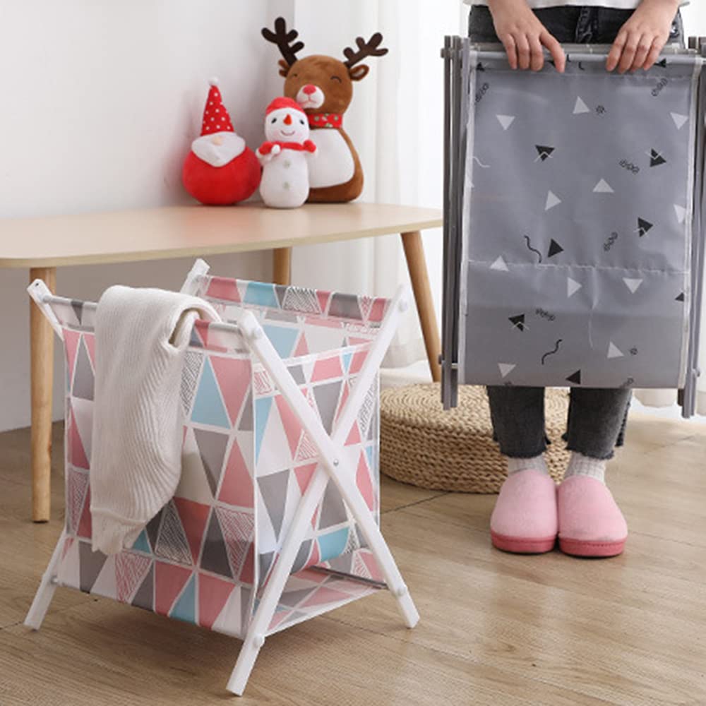 Foldable Storage Bins - Collapsible Square & Triangle Organizer Baskets for Closet, Drawer, Pantry | Waterproof Fabric | Blue, Pink, Gray | Space Saving Home Storage Solution | Perfect for Bedroom, Bathroom & Kids Room Organization