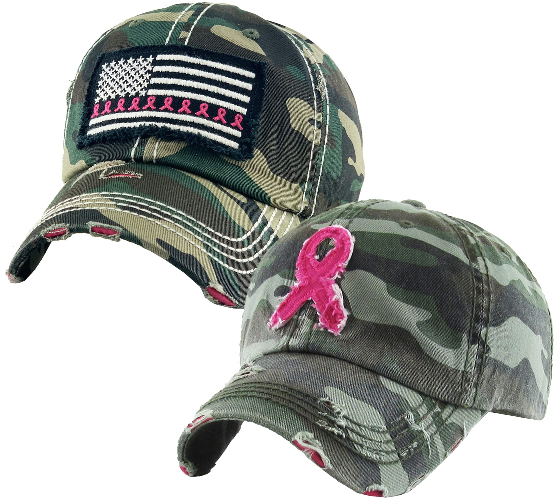 Funky Junque Women's Pink Ribbon Baseball Cap - Breast Cancer Awareness Hat with Hope Logo - Perfect for Fundraising Events, Walks & Everyday Support