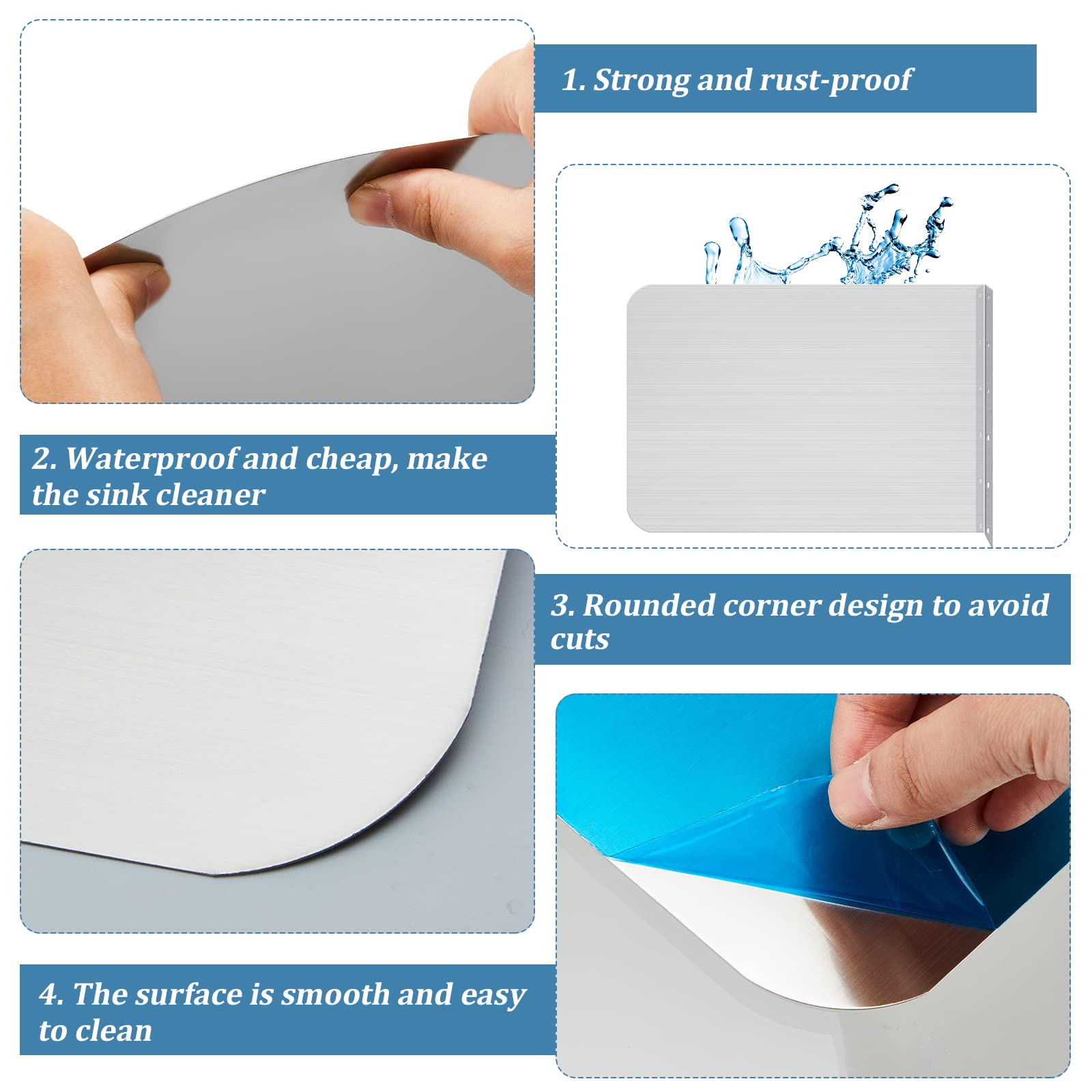 Amylove 20 x 12 Inch Stainless Steel Splash Guard - Wall Mount Kitchen & Bathroom Sink Protector with Screws - Splash Guard for Sink, Restaurant, and Home Use - Durable & Easy to Clean Splash Protector for Cooking & Washing Areas