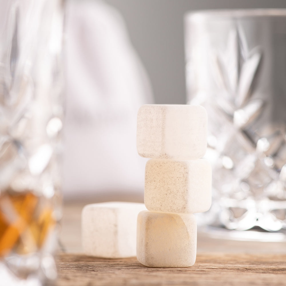 Premium Galway Crystal Whiskey Stones Set of 4 - Natural White Jade Cooling Rocks for Scotch, Bourbon & Cocktails - Reusable Chilling Gift for Men, Whiskey Lovers & Home Bars