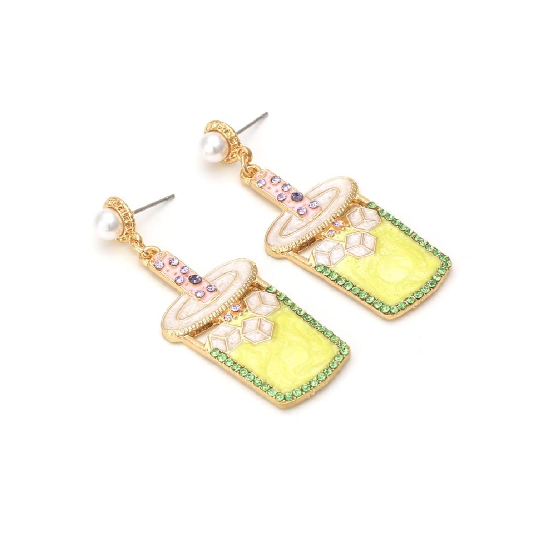 Hypoallergenic Sterling Silver Fruit Juice & Milk Tea Cup Dangle Earrings for Women - Funny Beverage-Themed Drop Earrings for Casual Wear, Parties & Gifts
