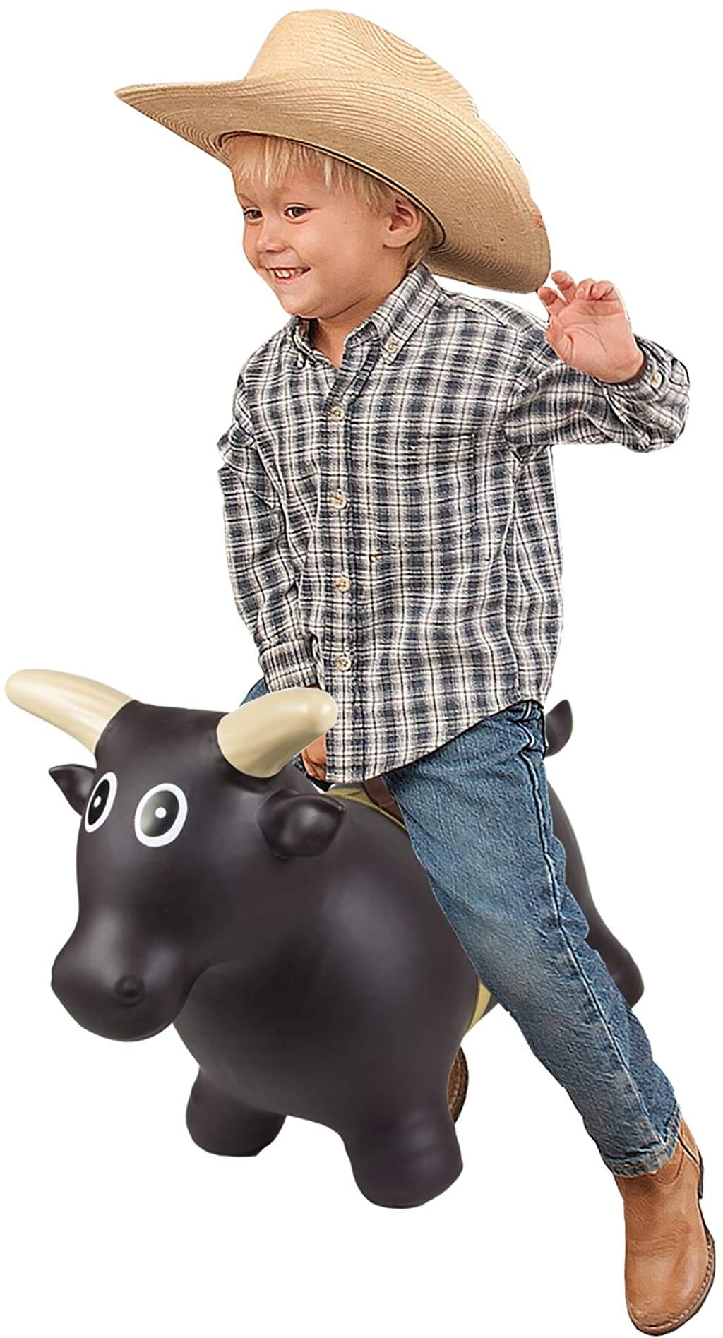 Big Country Toys Lil' Bucker Bull Ride-On Bouncy Animal - Inflatable Hopper Toy for Toddlers 18 Months to 3+ Years with Hand Pump - Fun Rodeo-Themed Play for Indoor & Outdoor Kids Activities