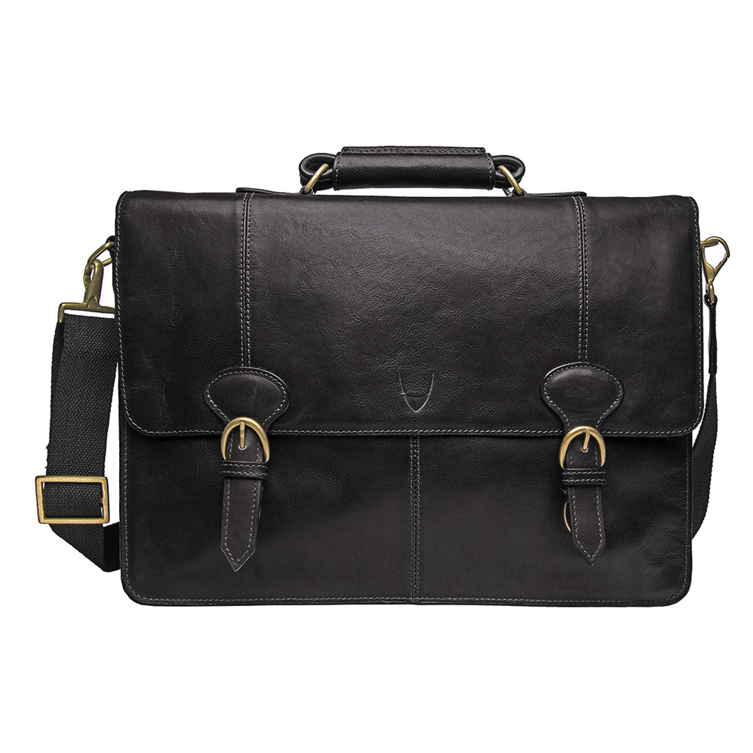 HIDESIGN Genuine Leather Laptop Briefcase for Men - Professional Business Messenger Bag - Fits 15.6 Inch Laptop - Perfect for Office, Work, Travel & Business Meetings (Black)