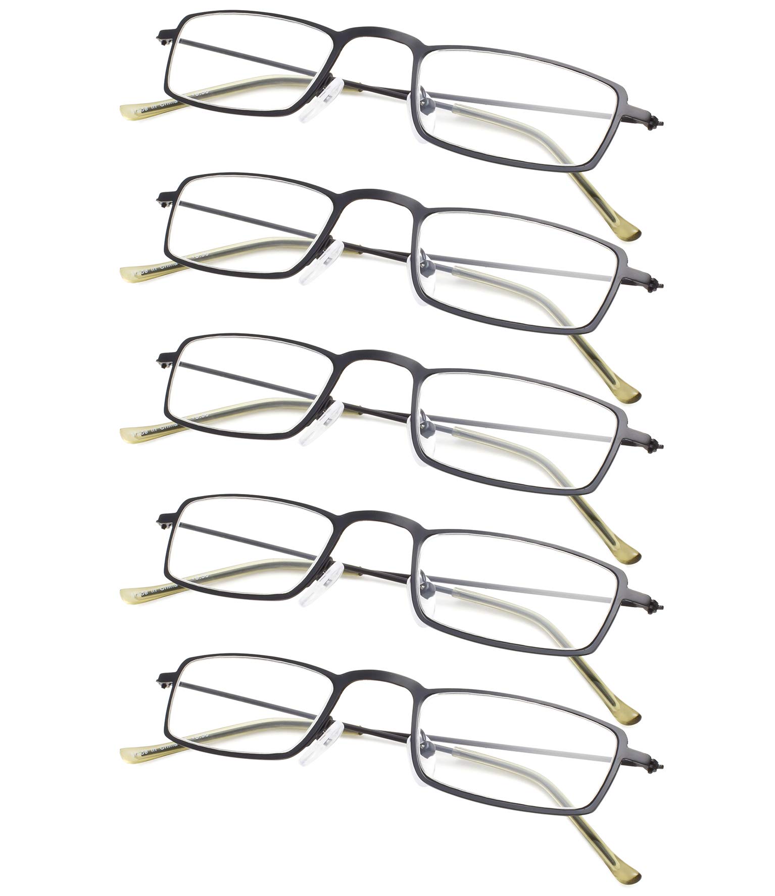 5-Pack Lightweight Reading Glasses for Men & Women - Blue Light Blocking, Anti-Glare, Fashionable Frames - Perfect for Reading, Computer Use & Office Work