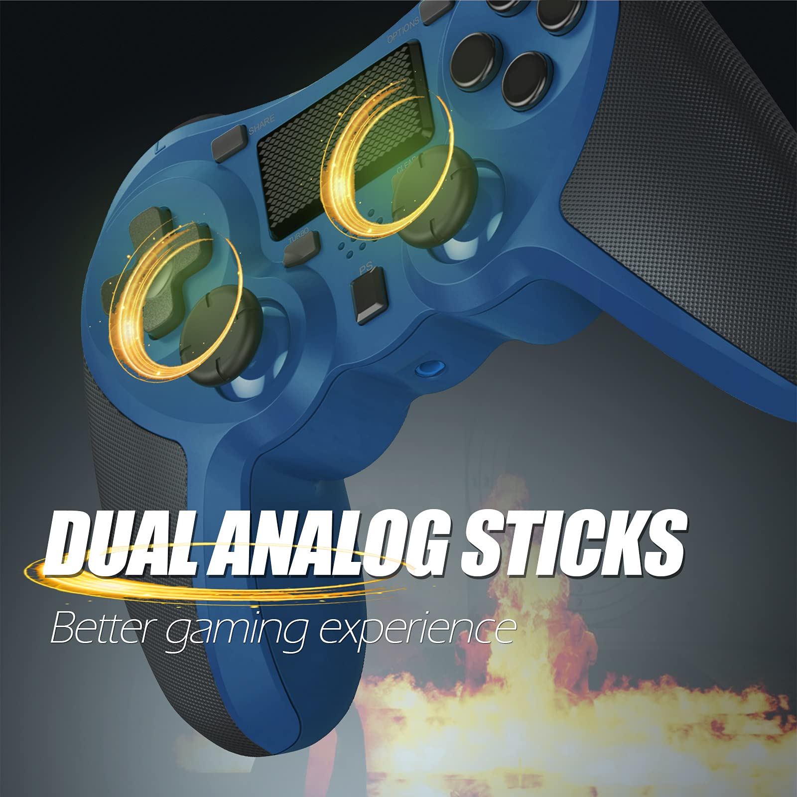 TERIOS Wireless PS4 Controller - Compatible with Playstation 4 Pro & Slim, Built-in Speaker, 3.5mm Headset Jack, Touchpad, Rechargeable Battery - Blue | Perfect for Gaming, Streaming & Multiplayer Sessions