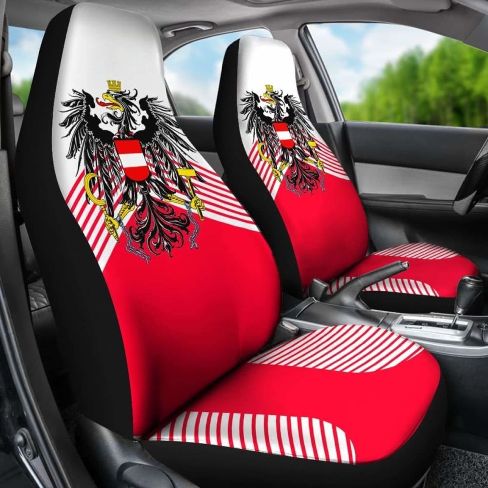 Premium Austria Coat of Arms Embroidered Car Seat Covers - Luxury Auto Accessories for Mercedes, BMW & Audi - Perfect for Road Trips & Car Enthusiasts