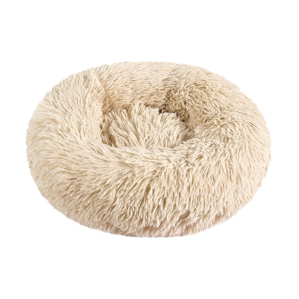 Otoez Round Donut Dog Bed for Medium Dogs - Washable Calming Pet Bed with Non-Slip Waterproof Bottom, Plush Fluffy Anti-Anxiety Cuddler for Cats & Dogs (31.5