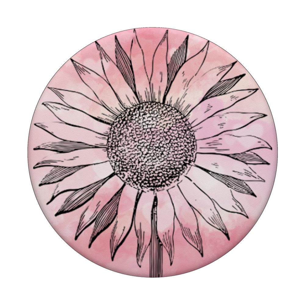 Pink Sunflower Phone Grip - Adhesive PopSocket Holder for Cell Phones | Cute Phone Accessory for Girls, Women | Perfect for Selfies, Video Calls & Secure Grip