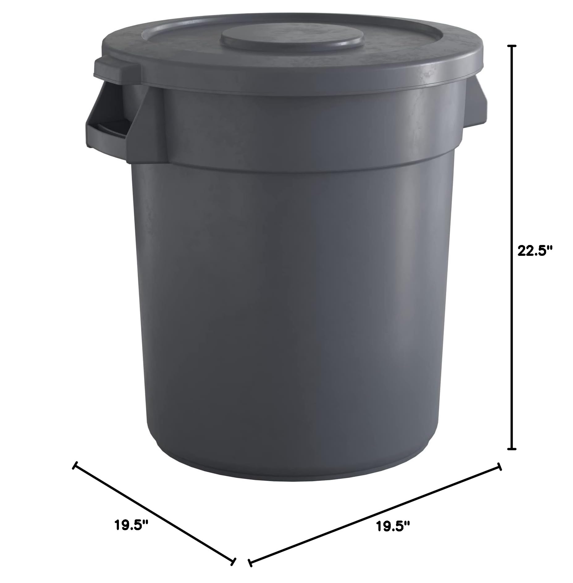 20 Gallon Gray Round Commercial Trash Can with Lid - Heavy Duty Waste Bin for Office, Restaurant & Outdoor Use - Durable & Leak-Proof Garbage Container