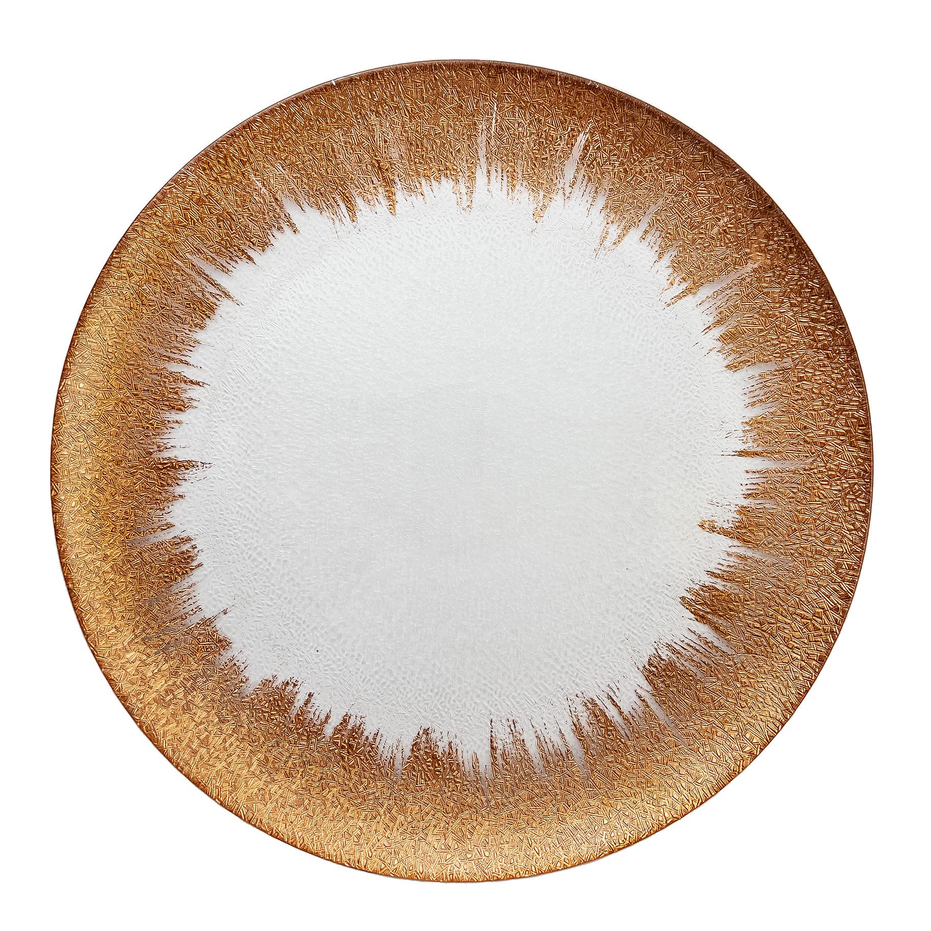 Premium Glass Charger Plates with Gold Rim - Elegant Dinner Plate Chargers for Weddings & Events - Set of 8 Bronze Spray Charger Plates - Perfect for Formal Dining, Holiday Tablescapes & Luxury Home Decor