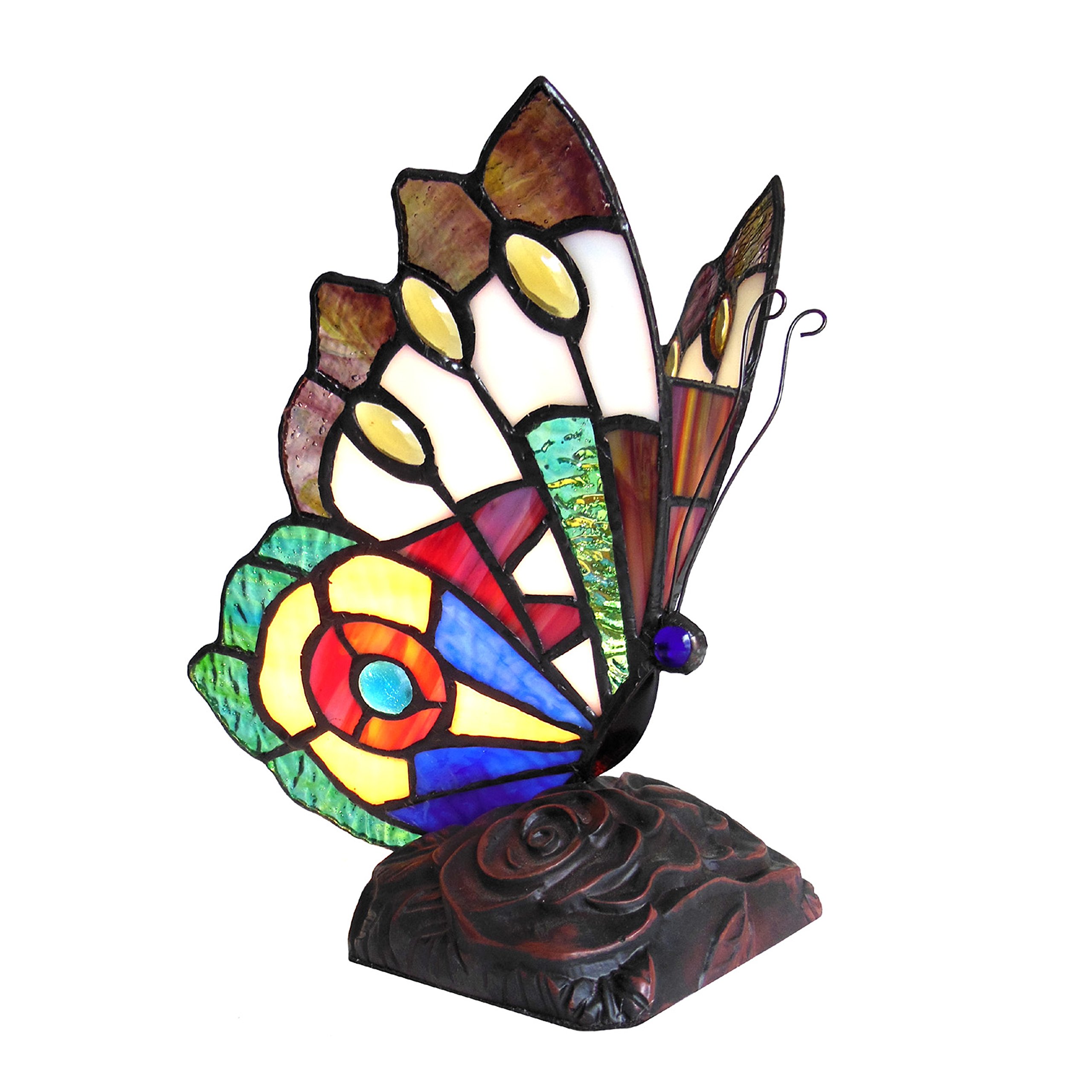 Tiffany-Style 1 Light Butterfly Accent Table Lamp 9