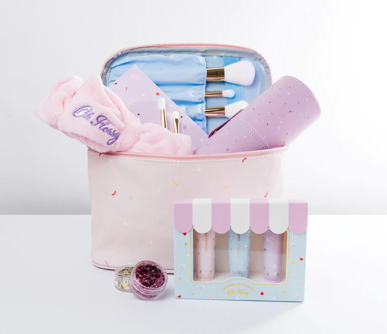 Oh Flossy Cosmetic Carry Case & Organizer - Travel Makeup Bag with Multiple Compartments for Cosmetics, Brushes, and Skincare - Perfect for Travel, Gym, and Daily Use