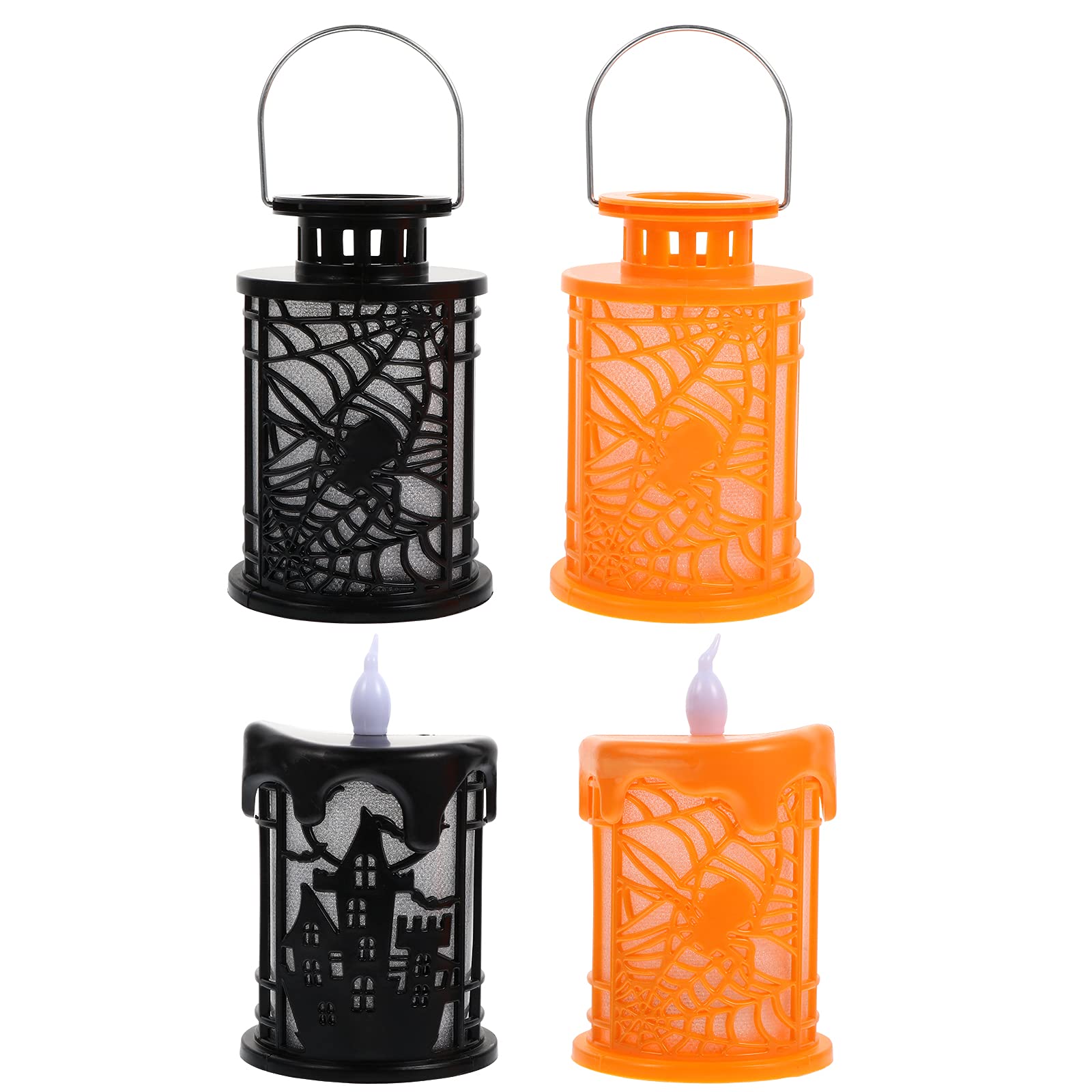 LUOZZY 4Pcs Halloween Candles - Spooky LED Table Lamps & Night Lights for Halloween Party Decorations - Perfect for Home, Porch, and Haunted House Decor
