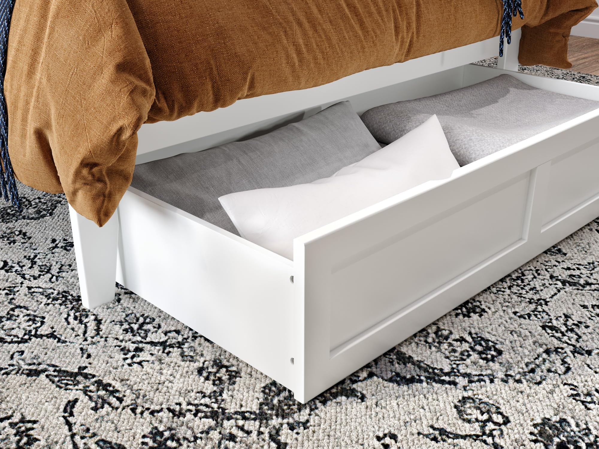 AFI Warren Queen Size Platform Bed with Storage Drawers & USB Charging Station - Modern White Wooden Bed Frame for Bedroom, Perfect for Small Spaces & Tech Lovers