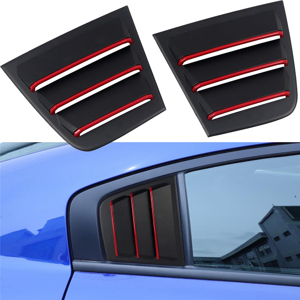 XITER 2PCS ABS Carbon Fiber Racing Style Rear Window Louvers for Dodge Charger 2011-2023 - Side Air Vent Scoop Shades & Blinds - Enhance Style & Sun Protection for Street Racing & Car Shows
