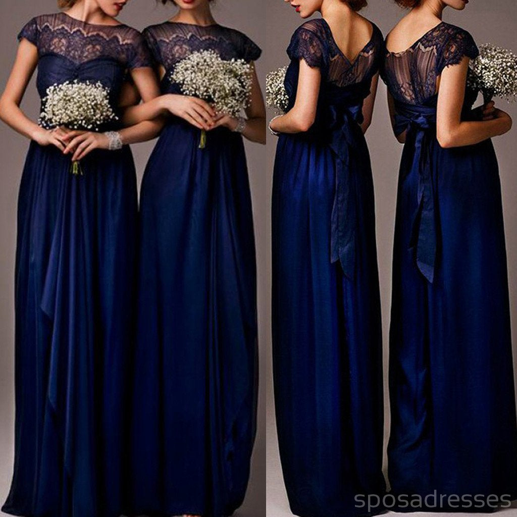 Elegant Royal Blue Cap Sleeve Lace Bridesmaid Dress - WG030 | Perfect for Weddings, Formal Events & Special Occasions