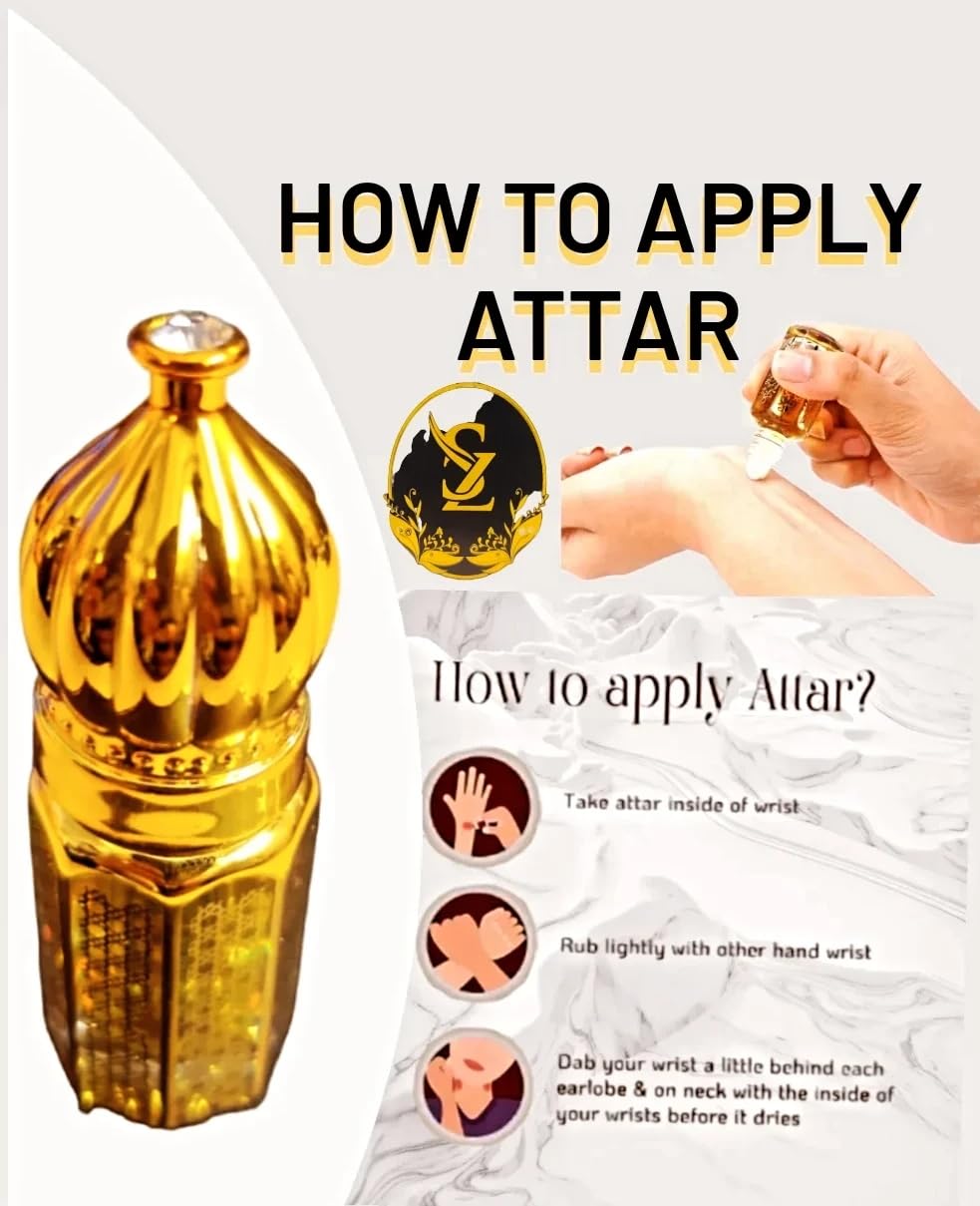 Shaz Perfumers Arabian Rose Attar - Premium 2ml Perfume Oil for Women & Men | Long-Lasting Floral Scent, Natural Ingredients | Perfect for Daily Wear, Special Occasions & Gift Giving