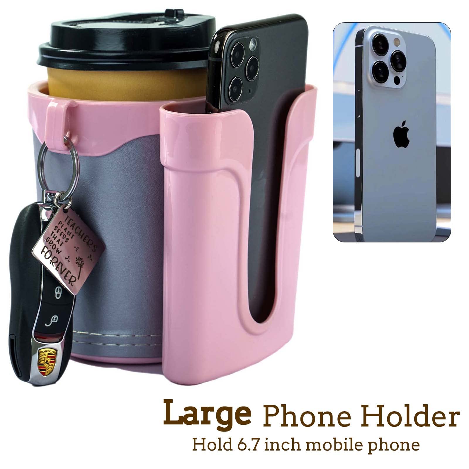 Pink Bike Cup Holder & Phone Mount - Adjustable Handlebar Drink Holder for Water Bottle, Beer, Keys - Perfect for Cycling, Commuting, Outdoor Adventures
