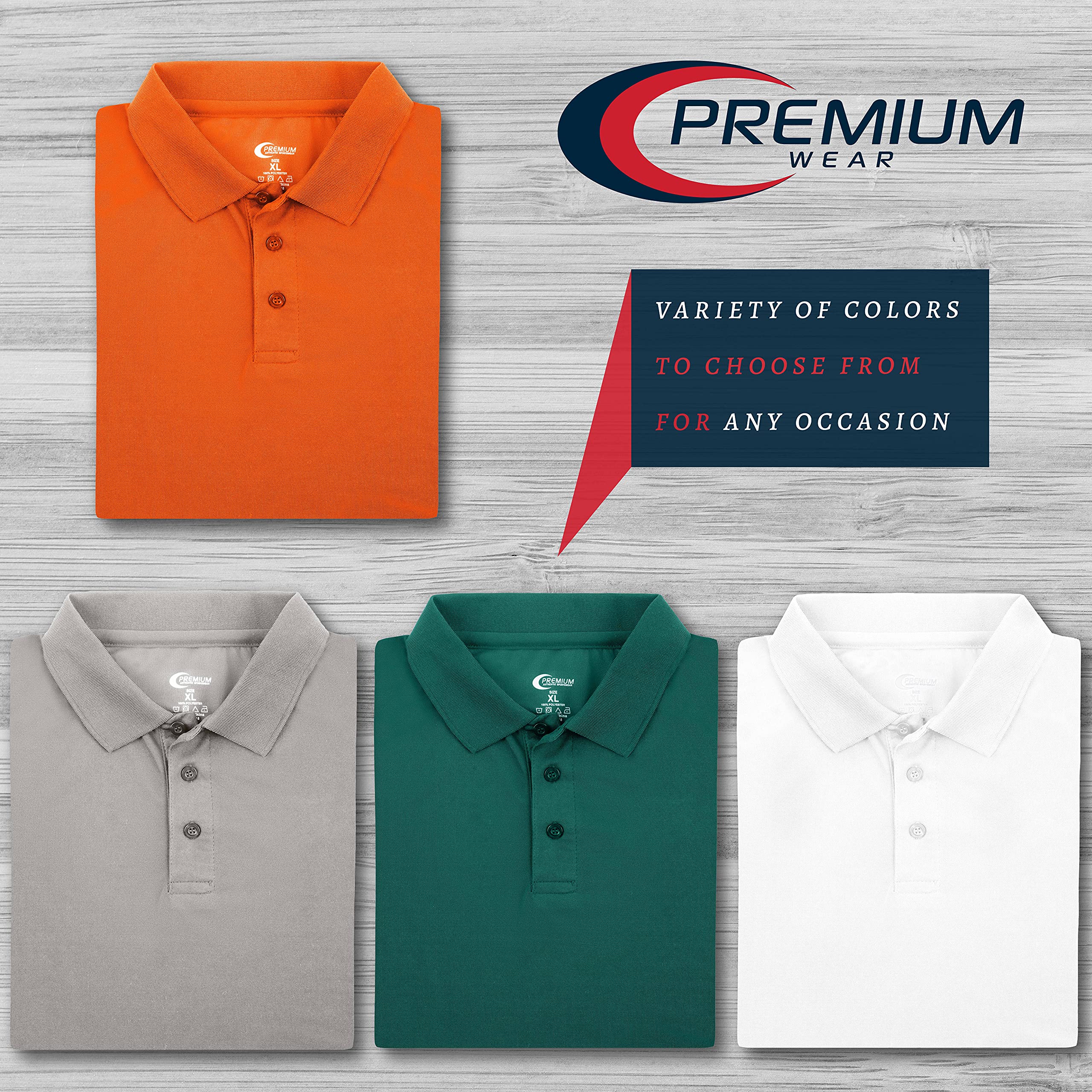Premium Moisture-Wicking Men's Polo Shirts - Breathable Quick-Dry Performance Tees for Golf, Work & Outdoor Activities