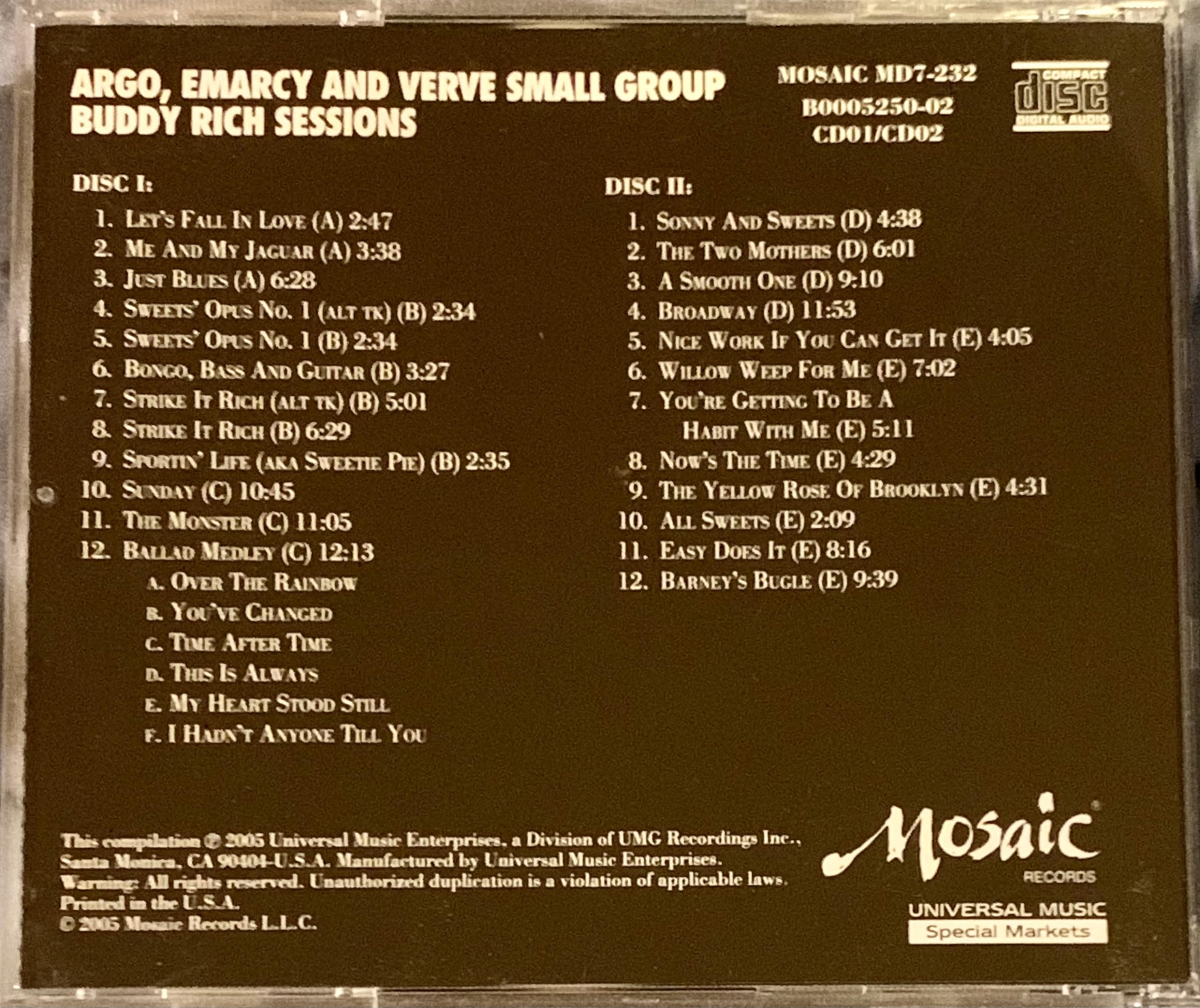 Classic Argo Emarcy & Verve Small Group Jazz Music CD - Perfect for Relaxation, Dinner Parties & Coffee Shop Ambience