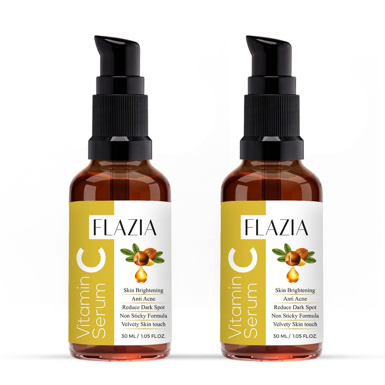 FLAZIA Vitamin C Face Serum with Hyaluronic Acid - Brightening & Hydrating Treatment for Glowing Skin, Reduces Hyperpigmentation & Fine Lines (30ml) - Perfect for Daily Skincare Routine & Nighttime Regimen