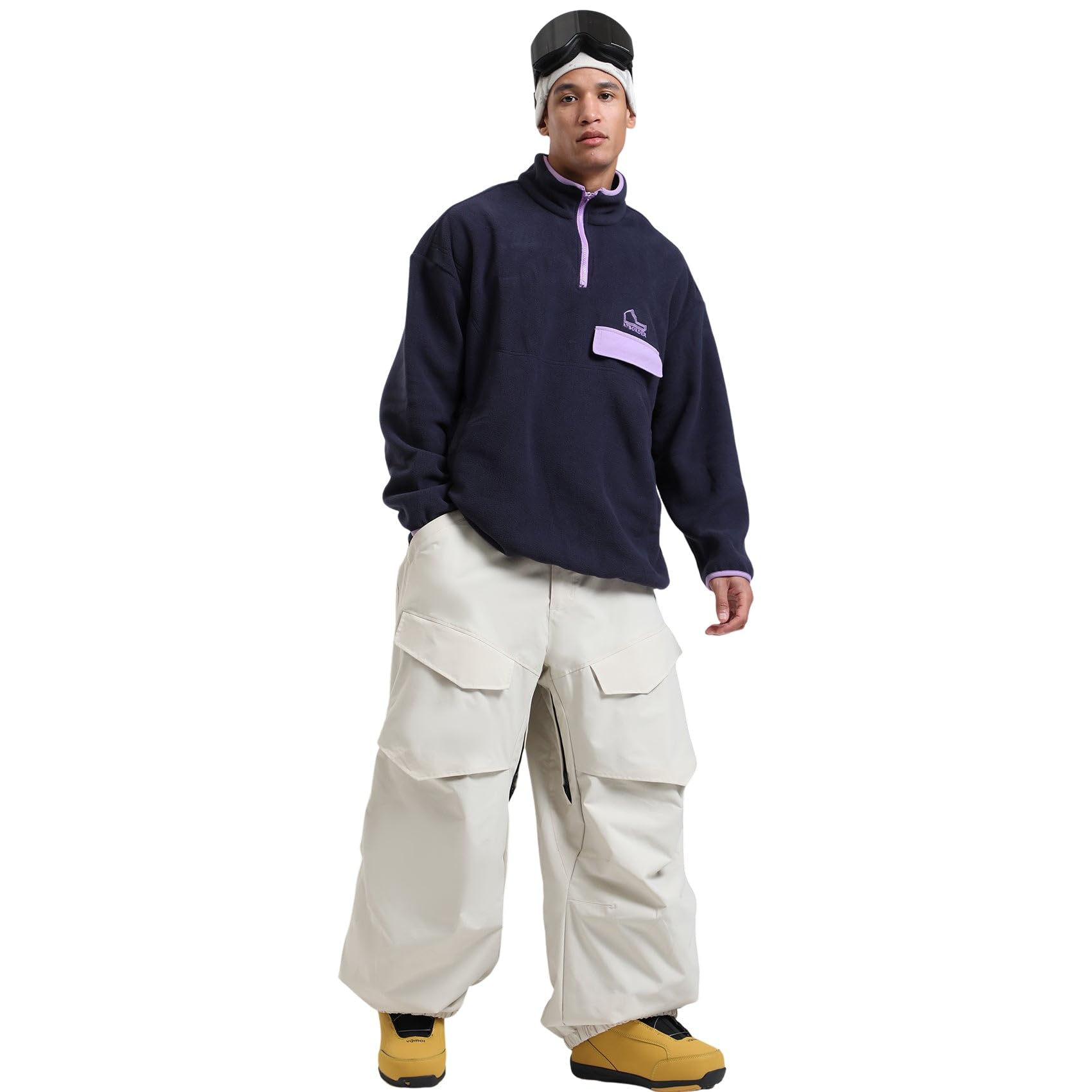 GSOU SNOW Waterproof Insulated Ski Pants for Women & Men - Baggy Snowboard Pants with Cargo Pockets, Windproof Winter Overalls for Skiing, Snowboarding & Outdoor Activities