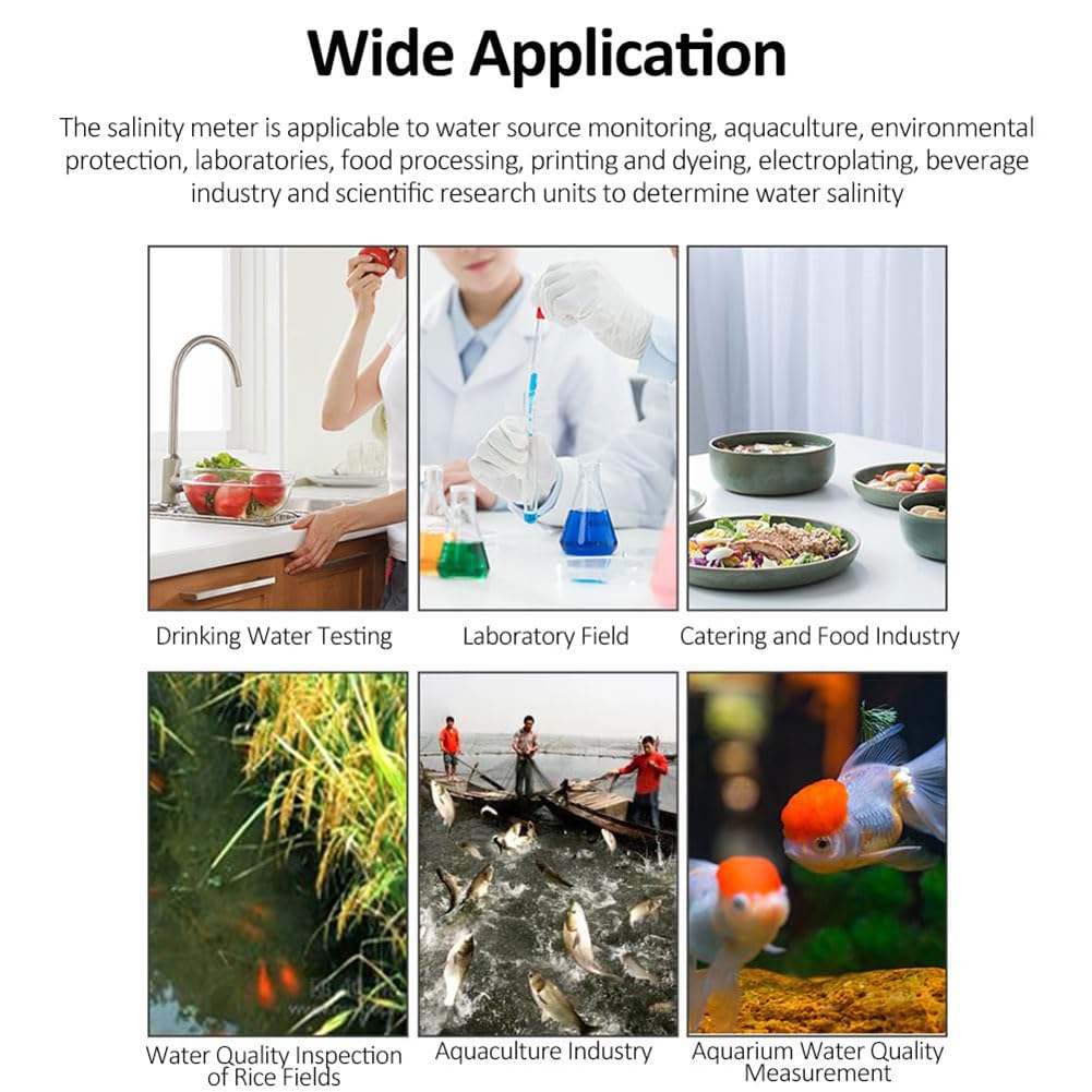 Portable Salinity Refractometer 0-10% with LCD Screen & Automatic Temperature Compensation - Digital Saltwater Tester for Aquariums, Food Testing, Fishing, and Scientific Research | Perfect for Seawater Analysis, Home Brewing, and Marine Biology Studies