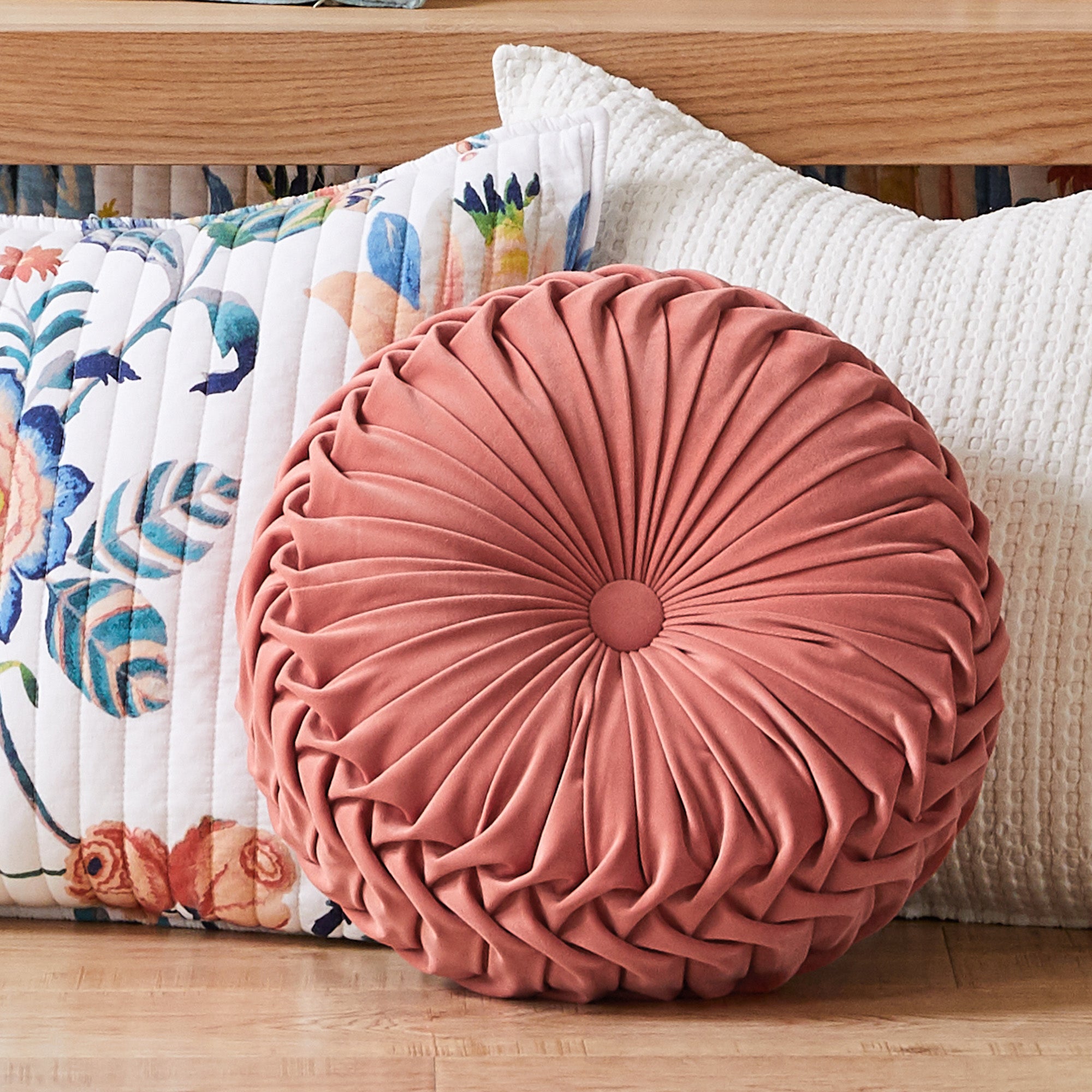 Eleni Soft Velvet Round Throw Pillow - Decorative Cushion for Sofa, Bed, Chair - Luxury Home Decor for Living Room, Bedroom, Nursery
