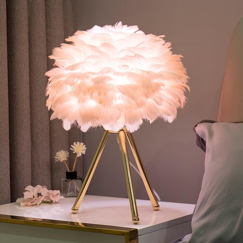 Elegant Goose Feather Table Lamp - Soft Warm White Light for Bedroom, Living Room & Office Decor - Perfect for Relaxation & Cozy Ambience