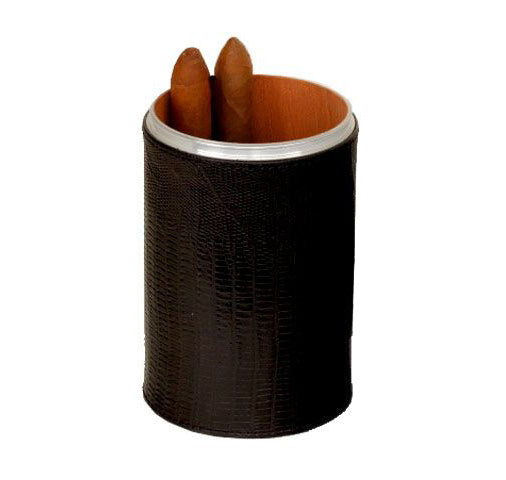Premium Black Leather Lizard Pattern Cylinder Desktop Humidor – Perfect for Cigars, Cigarettes & Tobacco Storage at Home or Office