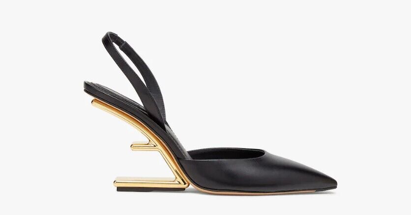 Fendi First Black Leather High Heel Slingback Pumps Women's Shoes - Style 8J8367NA7 F0QA1 | Elegant & Comfortable for Parties, Weddings & Evening Events