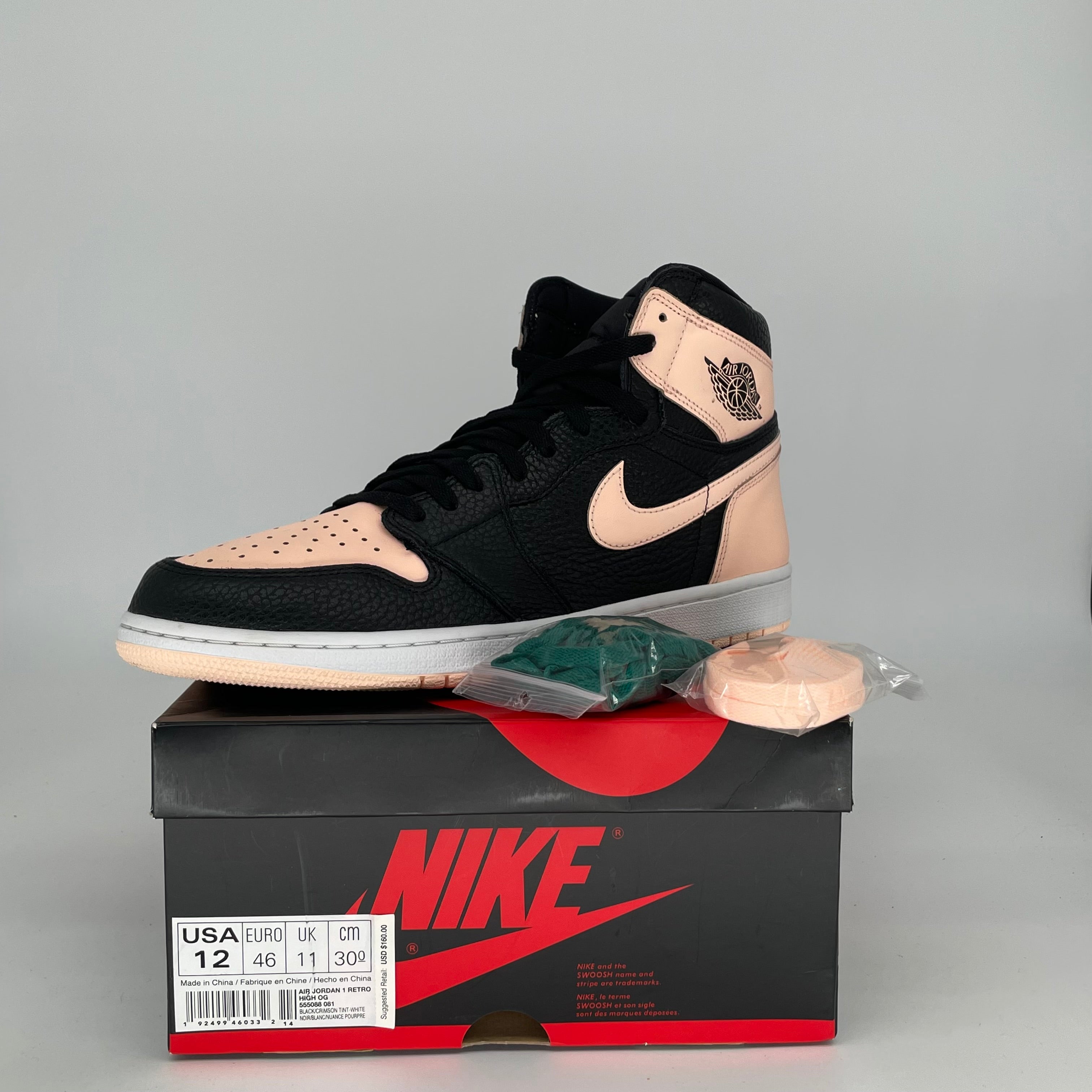 Air Jordan 1 Crimson Tint Men's Basketball Shoes Size 12 (555088-081) - Retro High Tops for Sneaker Collectors & Streetwear Fashion